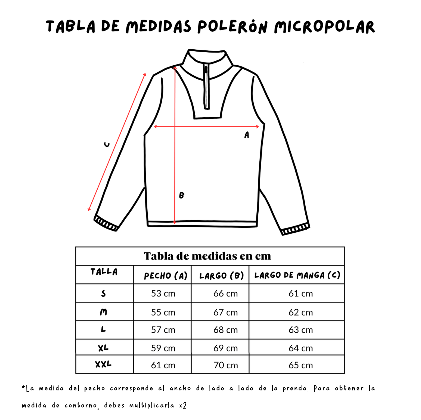 tabla de medidas polerón polar