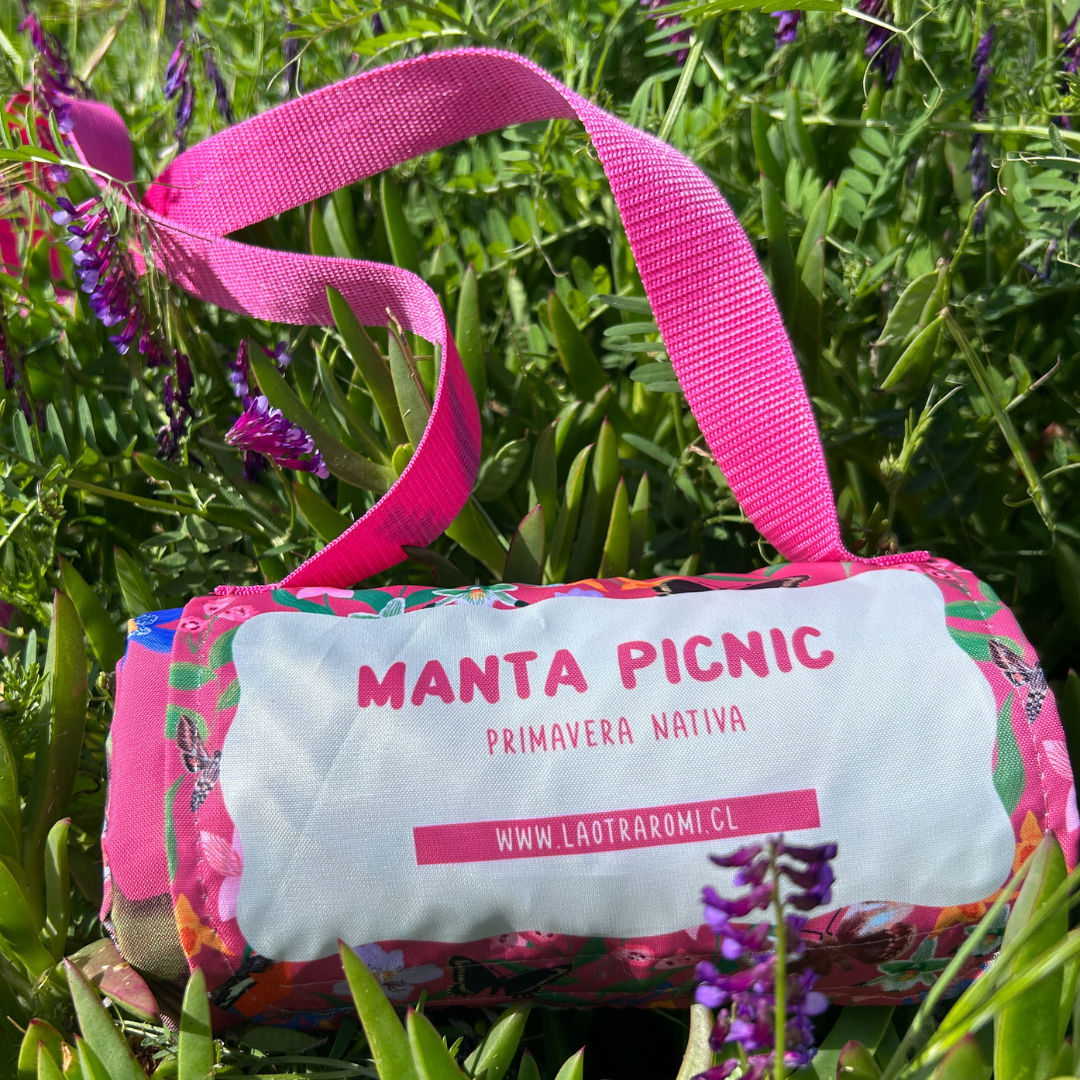 Manta picnic primavera nativa, bolso para colgar